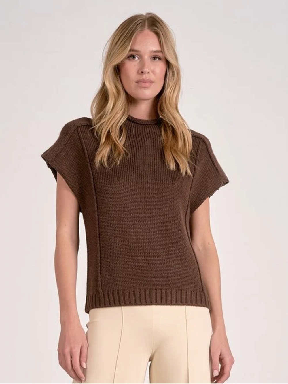Elan Brown Knit Sweater Top
